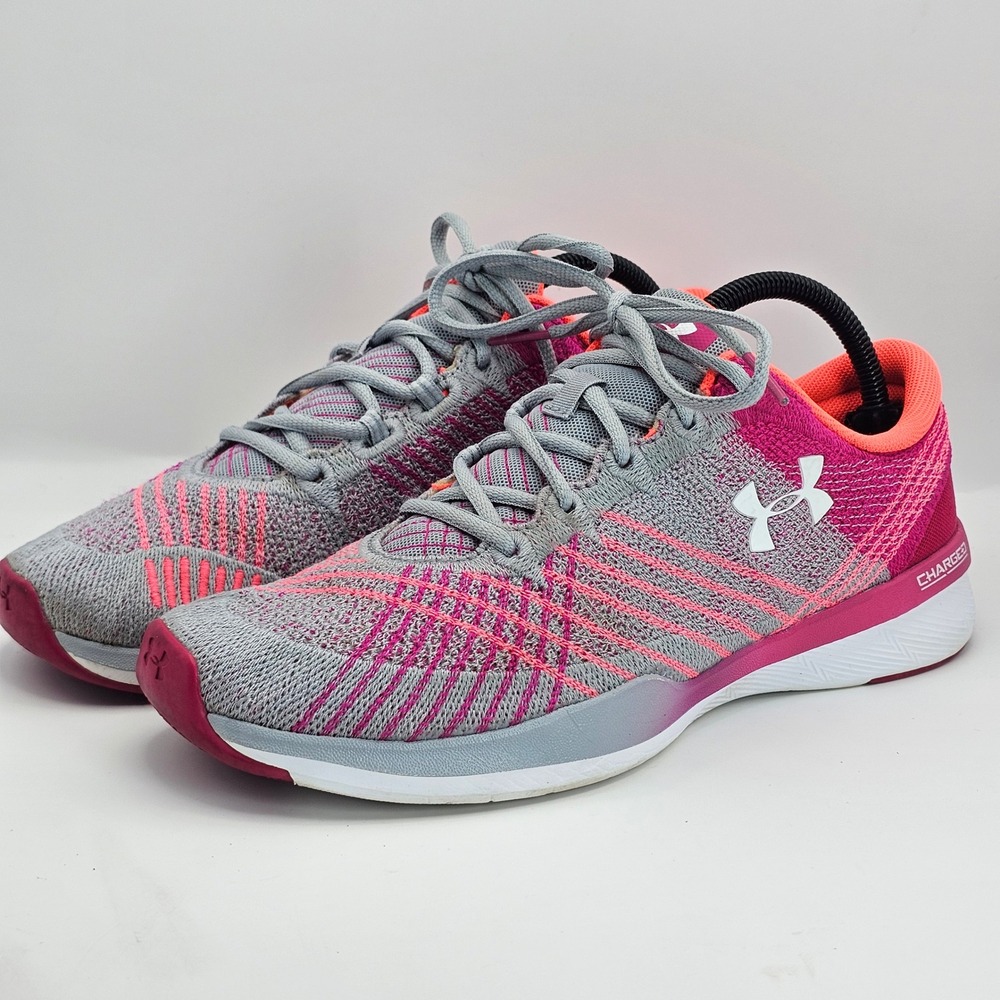 Under Armour Charged Lightning Womens Running Shoes Gray Pink 1296206-102 Sz 10